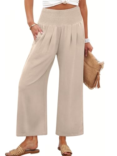 ANRABESS Womens Pants Wide Leg High Waisted Palazzo Pants Summer