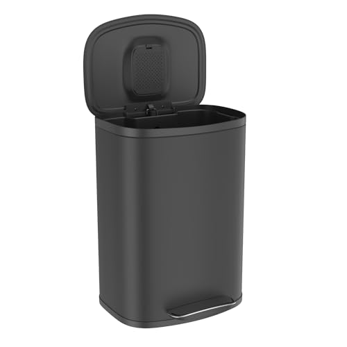 13 Gallon Stainless Steel Foot Pedal Large Trash Can with