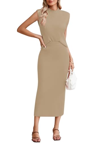 Women's 2 Piece Sweater Set Rib Knit Sleeveless Crop Top