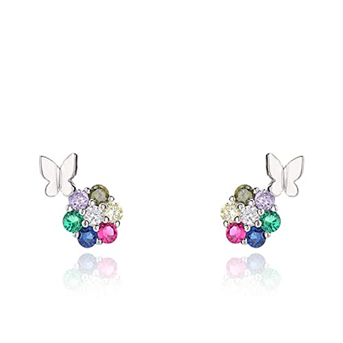 Stsmcl Earrings Butterfly Zircon Ear Nail Female Light Luxury high-Grade