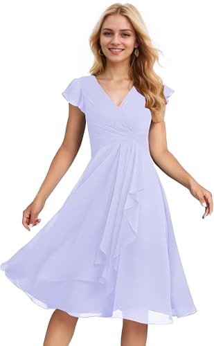 Faxpox Womens 2025 Formal Dresses Spring V-Neck Ruched Sexy Bridesmaid