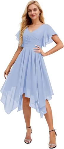Faxpox Women's Lavender Short Bridesmaid Dresses for Wedding 2024 V