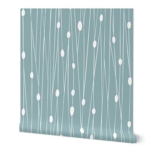 Removable Wallpaper 6ft x 2ft - Geometric Lines Sage Blue