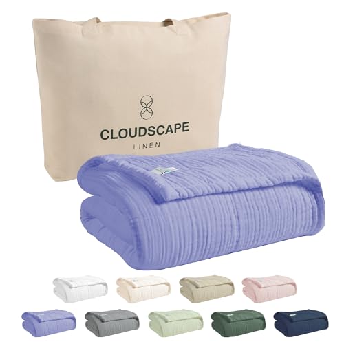 CLOUDSCAPE LINEN Soft 4 Layer Muslin Cotton Blankets Queen Size