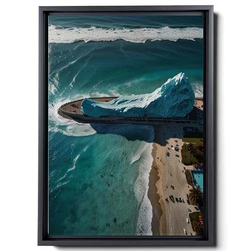 Glass Wall Art, Beach Waves Crashing into the Sand, Housewarming
