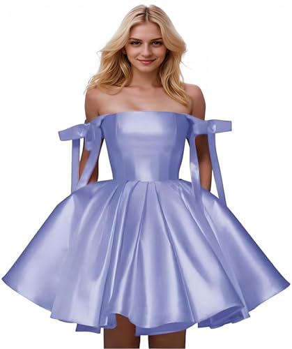 Faxpox Lavender Short Homecoming Dresses for Teens 2025 Sparkly Satin