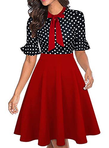 Tea Party Dresses for Woman Red Polka Dot Vintage A