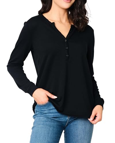 GIBSONLOOK Serene Mornings Henley Top Long Sleeve Lounge Top Soft