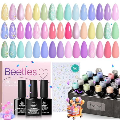 Beetles Pastel Gel Nail Polish Set, 20 Color Macaron Colors