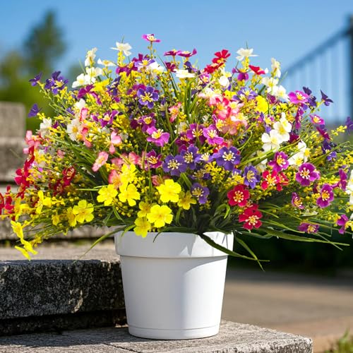 Grunyia 24 Bundles Artificial Faux Flowers Outdoor Plants for Autumn