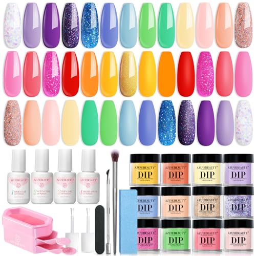 AZUREBEAUTY 31 Pcs Dip Powder Nail Kit Starter, Spring Summer