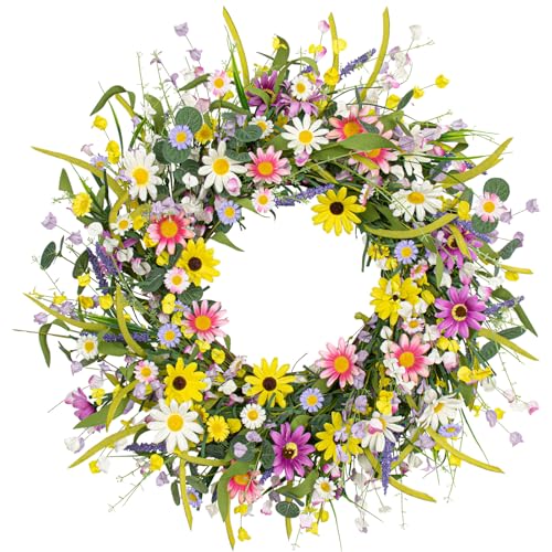 Yawwind 24 Inches Spring Wreaths for Front Door Summer Door