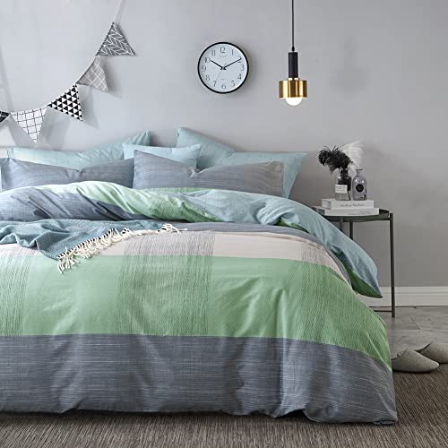 mixinni Simple Patchwork Print Comforter Set King Size Bed Fluffy