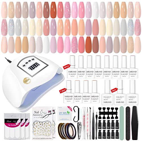 Saviland 76PCS Gel Nail Polish Kit with (5X Faster)180W U