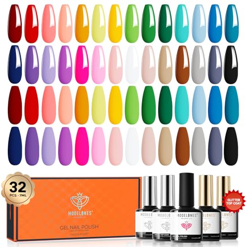modelones 32 PCS Gel Nail Polish Set, 28 Colors Spring