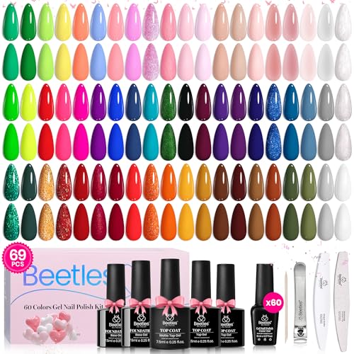 Beetles Gel Nail Polish Set, 60 Colors Neon Gel Polish