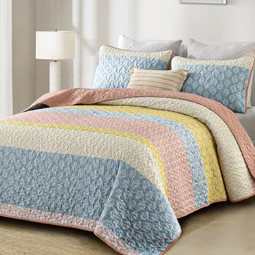 Boho Quilt Set Queen Size Bohemian Colorful Quilt Bedding Set