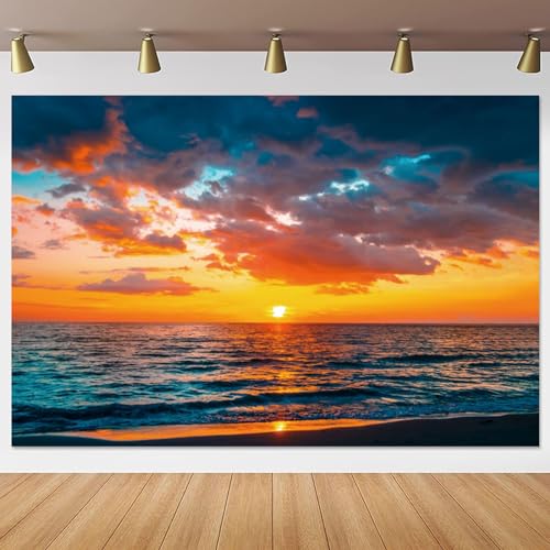 Yeele 10x8ft Seaside Sunset Backdrop Summer Beach Sunrise Scenery Photography