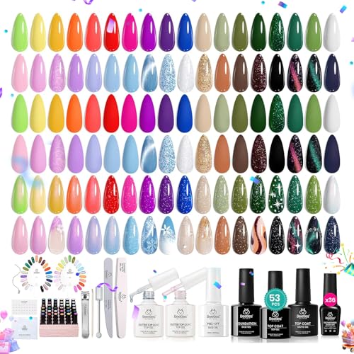 Beetles Summer Gel Nail Polish Set, 53pcs Neon Polish Kit,