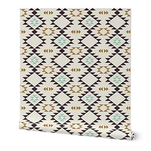 Removable Wallpaper 6ft x 2ft - Golden Brown Mint Triangles