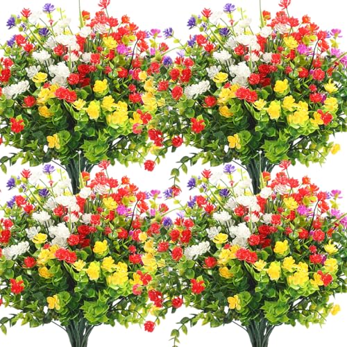WILLBOND 36 Bundles Artificial Flowers Outdoor, UV Resistant Faux Artificial