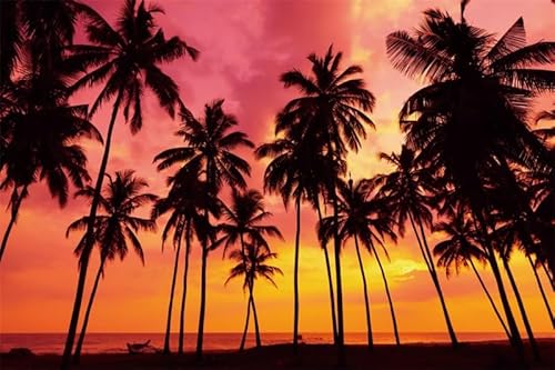 Yeele Summer Sunset Tropical Palm Tree Backdrop Beach Ocean Hawaiian