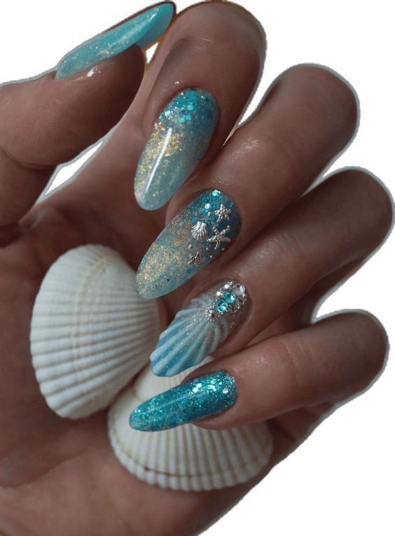 Realistic Mermaid Scales Nail Art