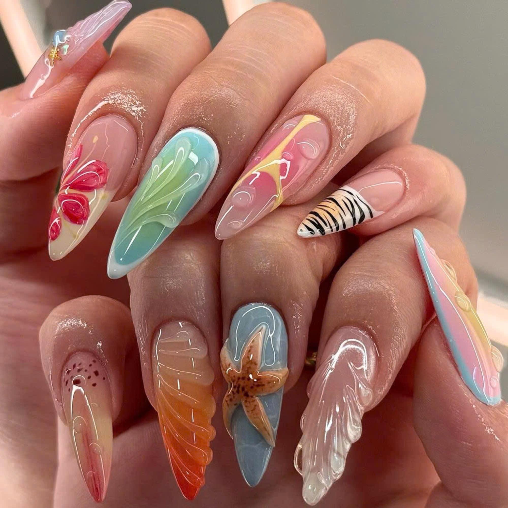Translucent Water Effect Nails
